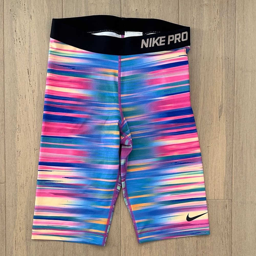 NEW Nike Pro Striped Multicolor Dri-Fit Shorts